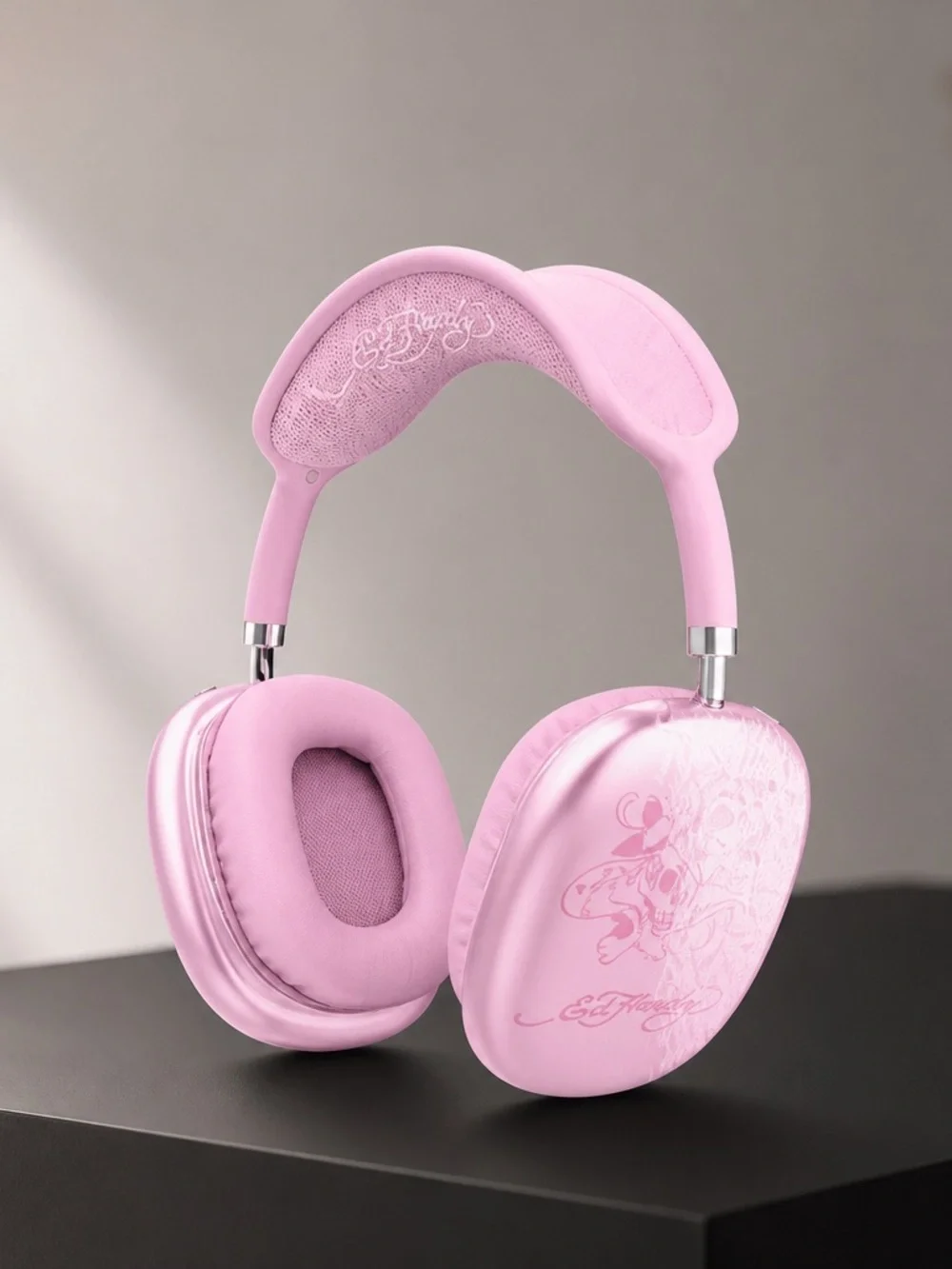 Ed Hardy Pink Tattoo Print Bluetooth Wireless Headphones